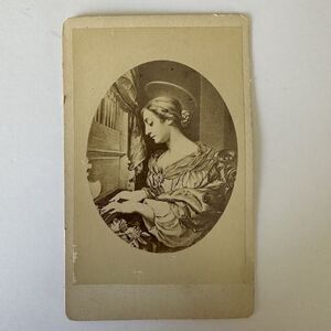 Antique CDV Card Saint Cecilia Carlo Dolce Religious 4”x2.5”